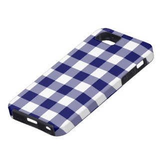 Navy and White Gingham Pattern iPhone SE/5/5S Case