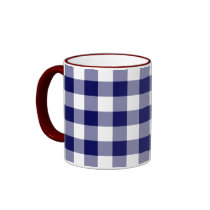 Navy and White Gingham Pattern mugs
