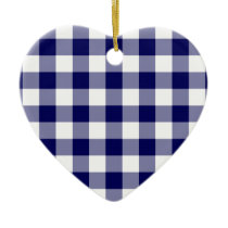 Navy and White Gingham Pattern ornaments