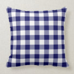 Navy and White Gingham Pattern Pillow
