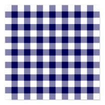 Navy and White Gingham Pattern posters