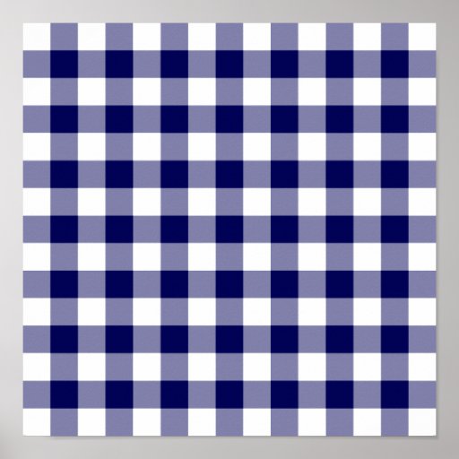 Navy and White Gingham Pattern Print