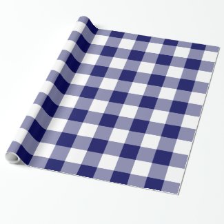 Navy and White Gingham Pattern Wrapping Paper