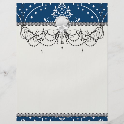 navy and white henna style damask personalized flyer