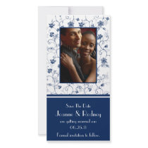 Navy and White Photo Save The Date Photo Cards