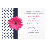 Navy and White Polka Dot Wedding Invitation