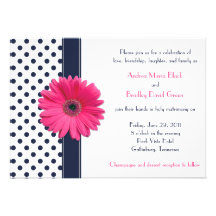 Navy and White Polka Dot Wedding Invitation