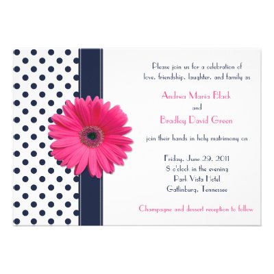 Navy and White Polka Dot Wedding Invitation