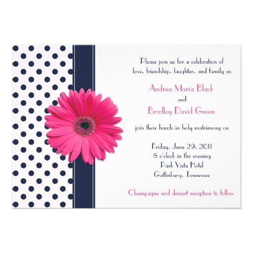 Navy and White Polka Dot Wedding Invitation