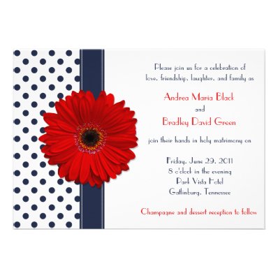 Navy and White Polka Dot Wedding Invitation