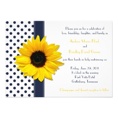 Navy and White Polka Dot Wedding Invitation