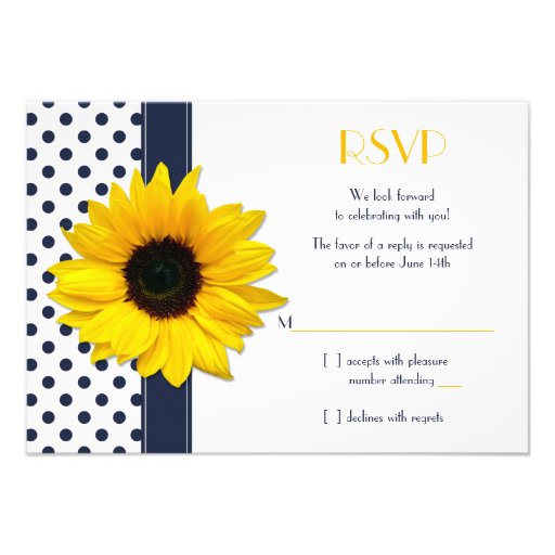 Navy and White Polka Dot Wedding Reply Card Custom Announcement