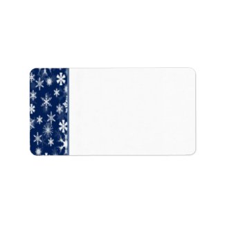 Navy and White Snowflakes Blank Address Label label