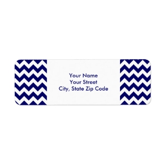 Navy and White Zigzag return address label