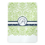 Navy Apple Green Gray Love Birds Wedding Invites