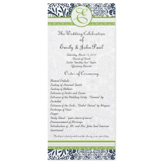 Navy Apple Green Gray Love Birds Wedding Programs invitation