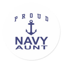 Navy Aunt Round Stickers