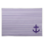 Navy Blue Anchor and Sailor Stripes Place Mat