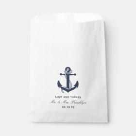 Navy Blue Anchor Nautical Beach Wedding Favor Bag