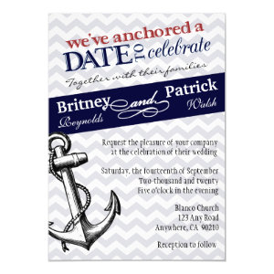 Navy Blue Anchor Nautical Wedding Invitations 5