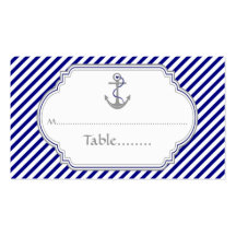 Navy blue anchor nautical wedding place card business card