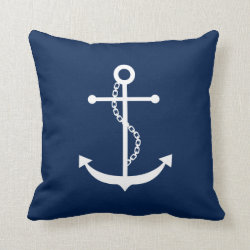 Navy Blue Anchor Pillow