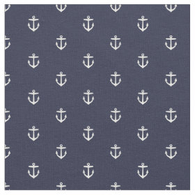 Navy Blue Anchor Print Fabric