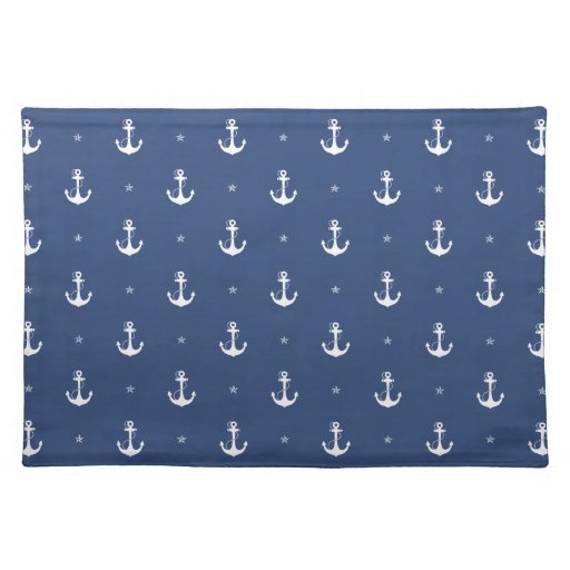 Navy Blue Anchors Cloth Placemat Zazzle