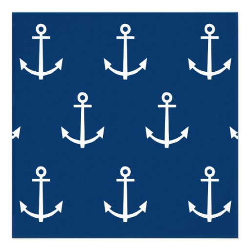 Navy Blue Anchors Pattern 1 Personalized Invites