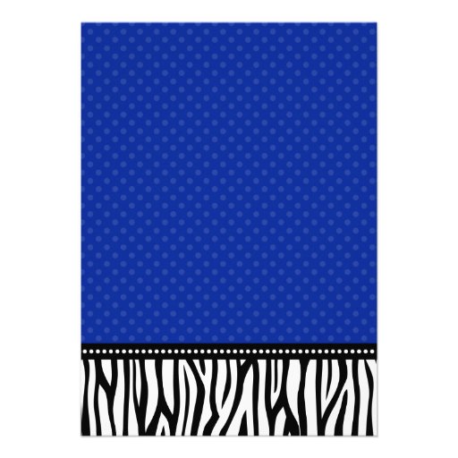 Navy Blue and Black Zebra Polka Dot Sweet 16 Personalized Announcement