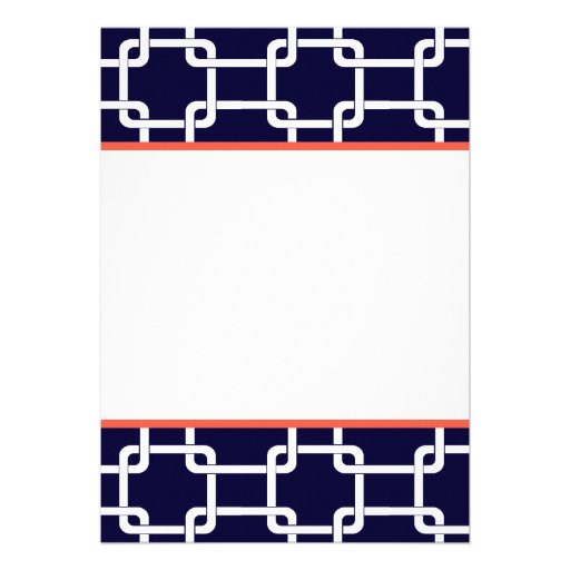 Navy Blue and Coral Preppy Invitation