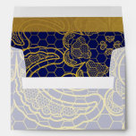 Navy Blue and Gold Lace Wedding Envelope