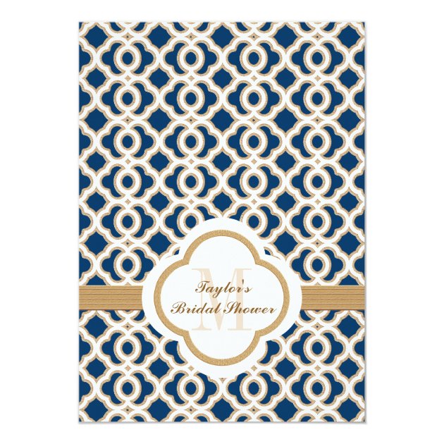 Navy Blue and Gold Moroccan Bridal Shower Invites