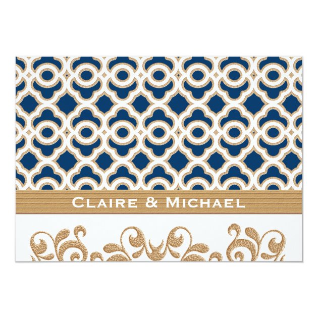 Navy Blue and Gold Moroccan Couples Wedding Shower Card