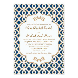 Navy Blue and Gold Moroccan Wedding Invitations 13 Cm X 18 Cm Invitation Card