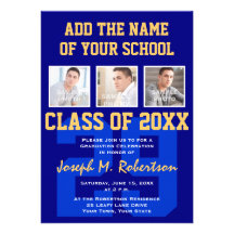 Navy Blue and Gold Team Graduation Team Spirit Personalized Announcements