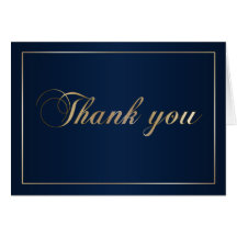 Navy Blue and Gold Thank You Note Greeting Card
