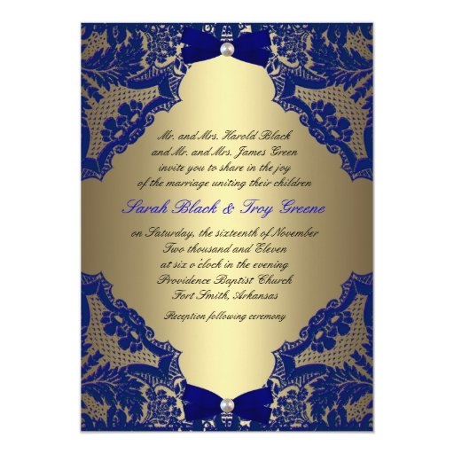 Navy blue and Gold Wedding Invitation Zazzle