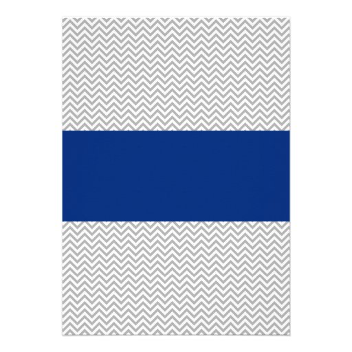 Navy Blue and Gray Chevron Bridal Shower Personalized Invite