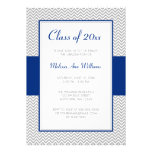 Navy Blue and Gray Chevron Graduation Party Personalized Invitations