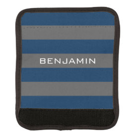 Navy Blue and Gray Rugby Stripes with Custom Name Handle Wrap