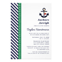 Navy Blue and Green Anchor Bridal Shower Invites