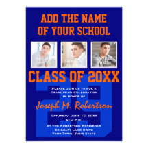 Navy Blue and Orange Team Graduation Sports Event Custom Invites