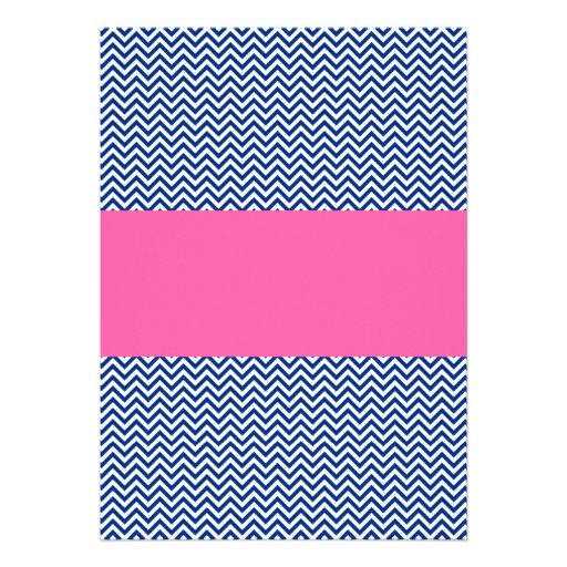 Navy Blue and Pink Chevron Bridal Shower Invitation