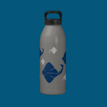Navy Blue and Silver Stingray Fish water bottles