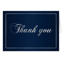 Navy Blue and Silver Thank You Note Cards