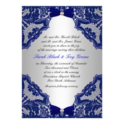 Navy blue and Silver Wedding Invitation