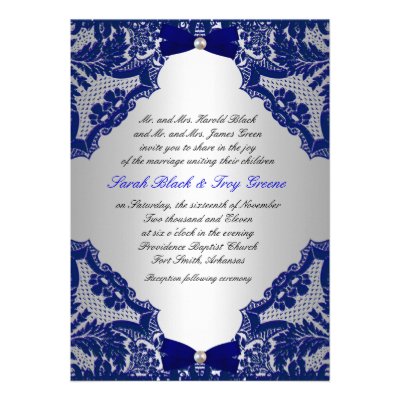 Navy blue and Silver Wedding Invitation