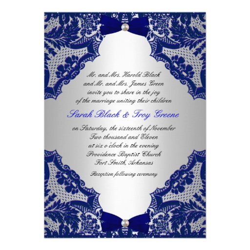 Free Blue And Silver Wedding Invitations Templates