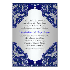 Navy blue and Silver Wedding Invitation 5